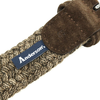 【新品】アンダーソンズ Andersons ウール系 エラスティック ゴム メッシュベルト オリーブグリーンxベージュ【サイズ85】【 状態ランクN 】【 メンズ 】