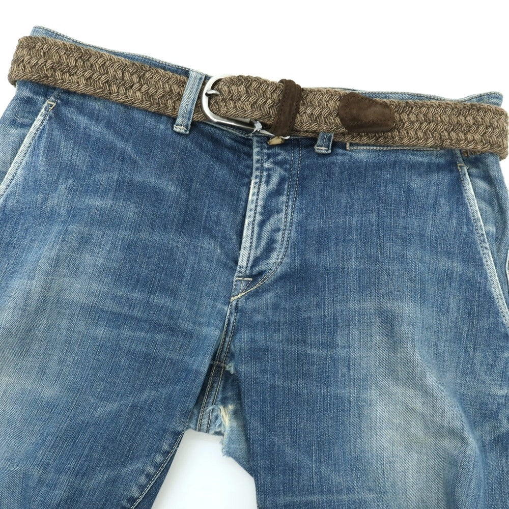【新品】アンダーソンズ Andersons ウール系 エラスティック ゴム メッシュベルト オリーブグリーンxベージュ【サイズ85】【 状態ランクN 】【 メンズ 】