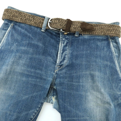 【新品】アンダーソンズ Andersons ウール系 エラスティック ゴム メッシュベルト オリーブグリーンxベージュ【サイズ85】【 状態ランクN 】【 メンズ 】