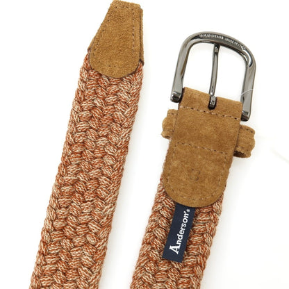 【新品】アンダーソンズ Andersons ウール系 エラスティック ゴム メッシュベルト オレンジブラウンxグレージュ【サイズ85】【 状態ランクN 】【 メンズ 】