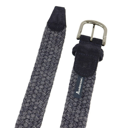 【新品】アンダーソンズ Andersons ウール系 エラスティック ゴム メッシュベルト ネイビーxグレー【サイズ85】【 状態ランクN 】【 メンズ 】