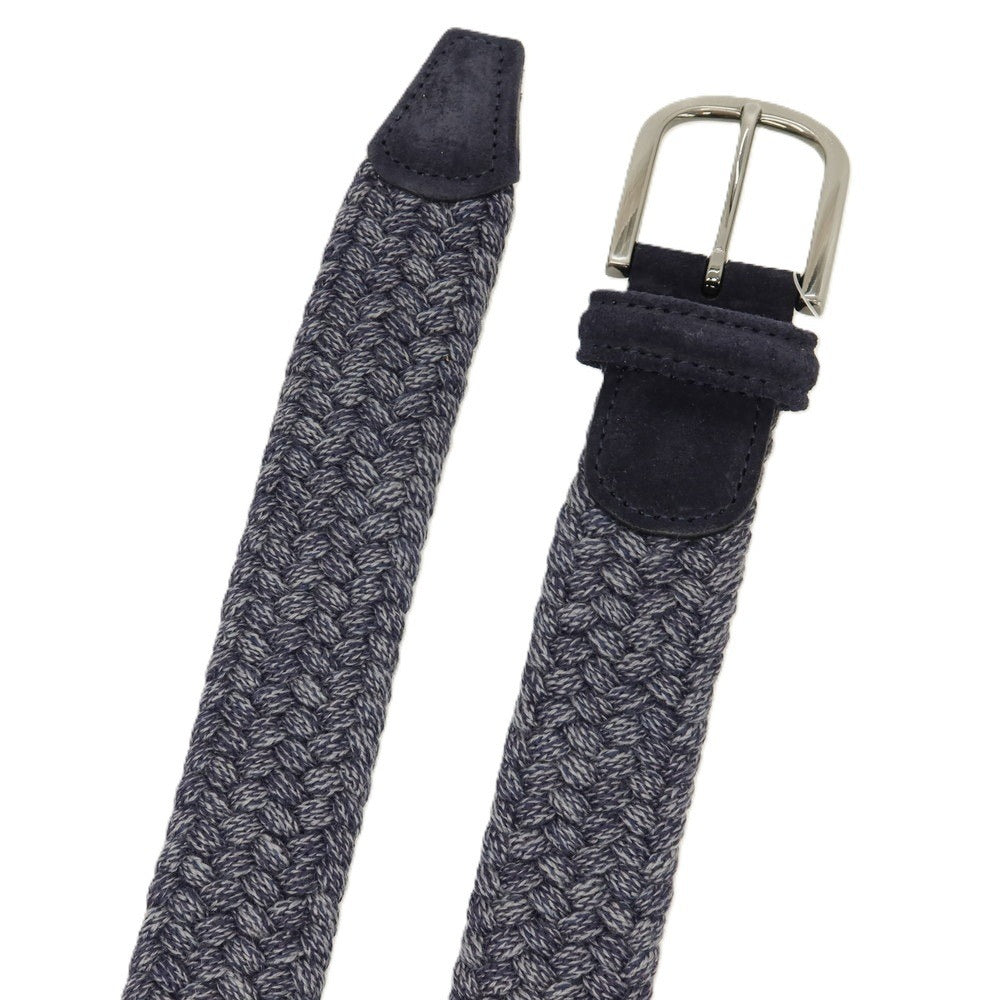 【新品】アンダーソンズ Andersons ウール系 エラスティック ゴム メッシュベルト ネイビーxグレー【サイズ95】【 状態ランクN 】【 メンズ 】