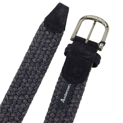 【新品】アンダーソンズ Andersons ウール系 エラスティック ゴム メッシュベルト ネイビーxグレー【サイズ95】【 状態ランクN 】【 メンズ 】