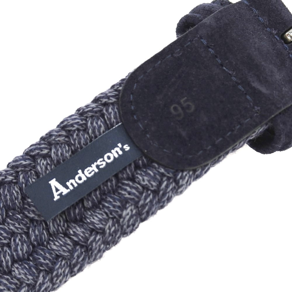 【新品】アンダーソンズ Andersons ウール系 エラスティック ゴム メッシュベルト ネイビーxグレー【サイズ95】【 状態ランクN 】【 メンズ 】