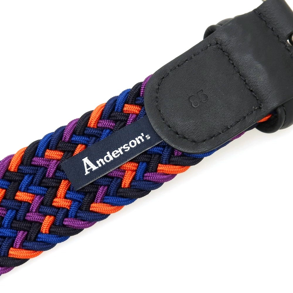 【新品】アンダーソンズ Andersons エラスティック ゴム メッシュベルト ブラックxマルチカラー【サイズ85】【 状態ランクN 】【 メンズ 】