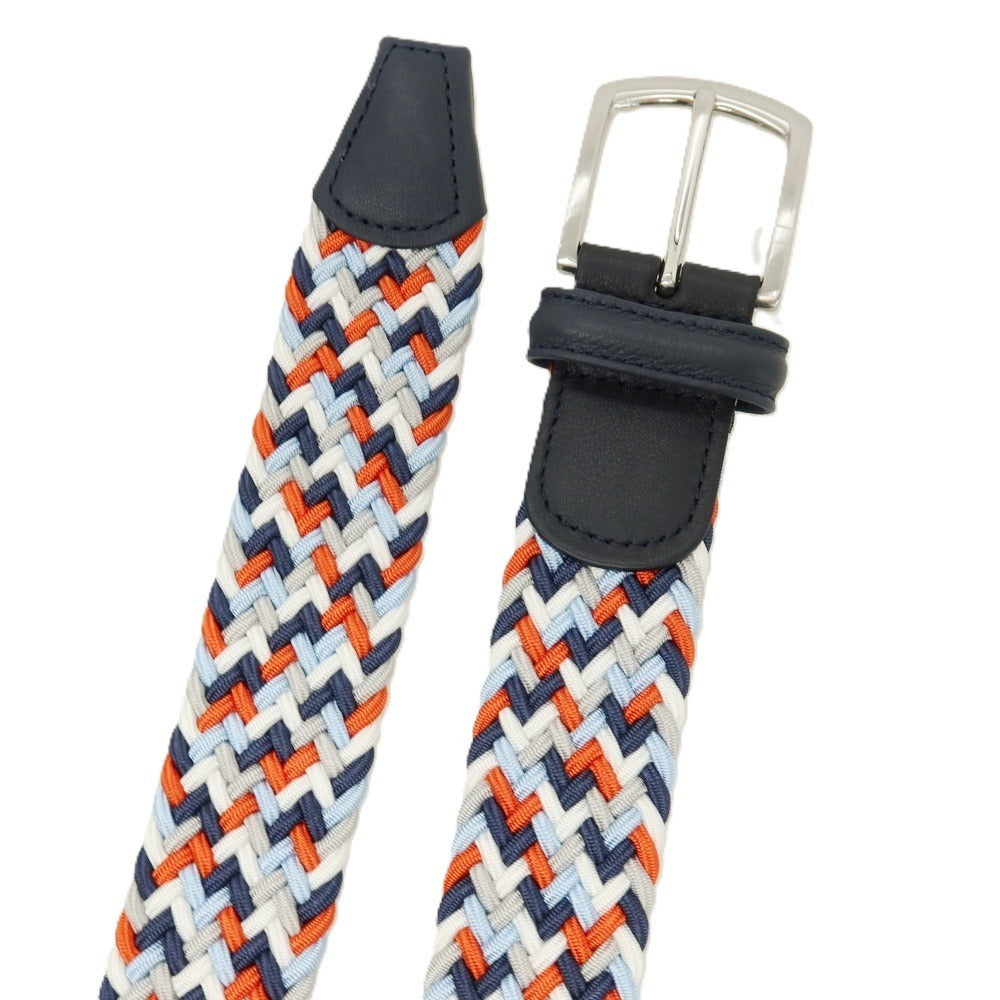 【新品】アンダーソンズ Andersons エラスティック ゴム メッシュベルト ライトグレーxマルチカラー【サイズ85】【 状態ランクN 】【 メンズ 】