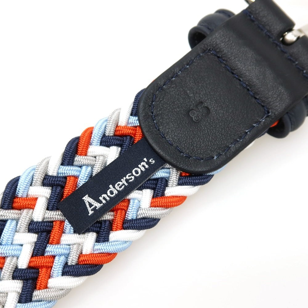 【新品】アンダーソンズ Andersons エラスティック ゴム メッシュベルト ライトグレーxマルチカラー【サイズ85】【 状態ランクN 】【 メンズ 】