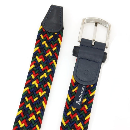 【新品】アンダーソンズ Andersons エラスティック ゴム メッシュベルト ネイビーxマルチカラー【サイズ85】【 状態ランクN 】【 メンズ 】