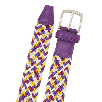 【新品】アンダーソンズ Andersons エラスティック ゴム メッシュベルト パープルxマルチカラー【サイズ85】【 状態ランクN 】【 メンズ 】