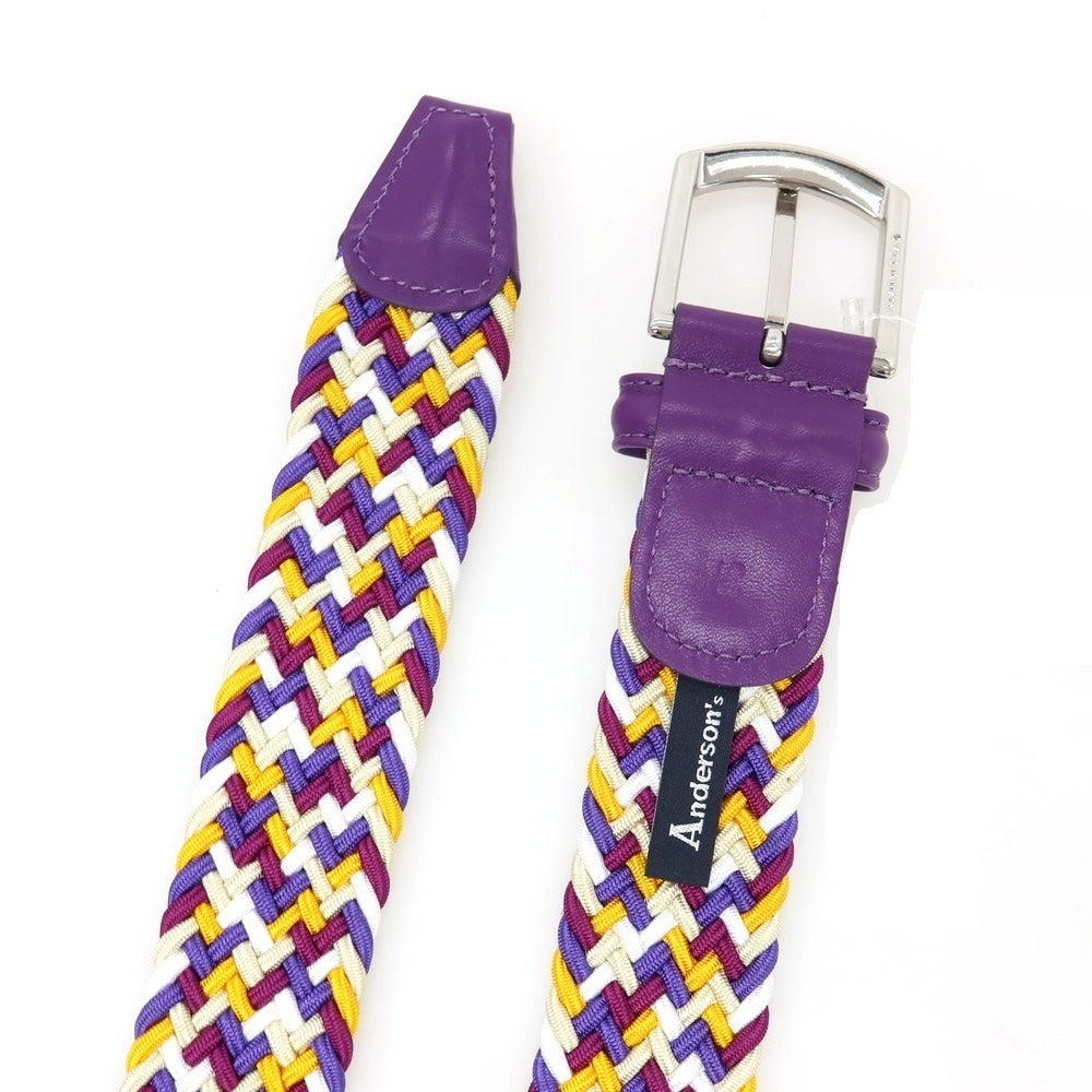 【新品】アンダーソンズ Andersons エラスティック ゴム メッシュベルト パープルxマルチカラー【サイズ85】【 状態ランクN 】【 メンズ 】