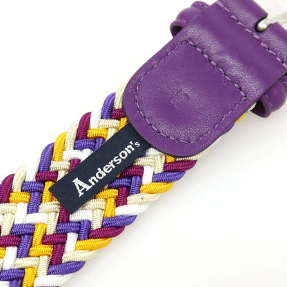 【新品】アンダーソンズ Andersons エラスティック ゴム メッシュベルト パープルxマルチカラー【サイズ85】【 状態ランクN 】【 メンズ 】