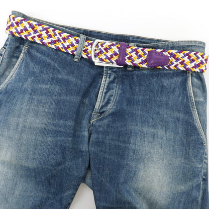 【新品】アンダーソンズ Andersons エラスティック ゴム メッシュベルト パープルxマルチカラー【サイズ85】【 状態ランクN 】【 メンズ 】