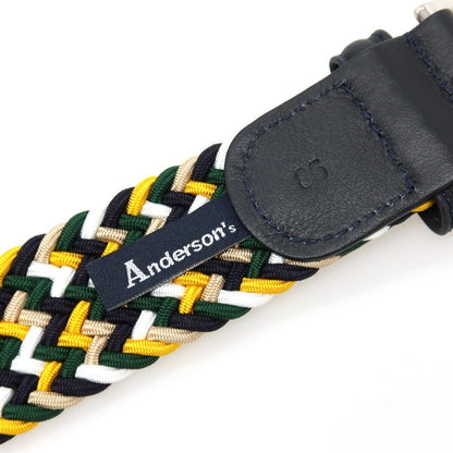 【新品】アンダーソンズ Andersons エラスティック ゴム メッシュベルト グリーンxマルチカラー【サイズ85】【 状態ランクN 】【 メンズ 】