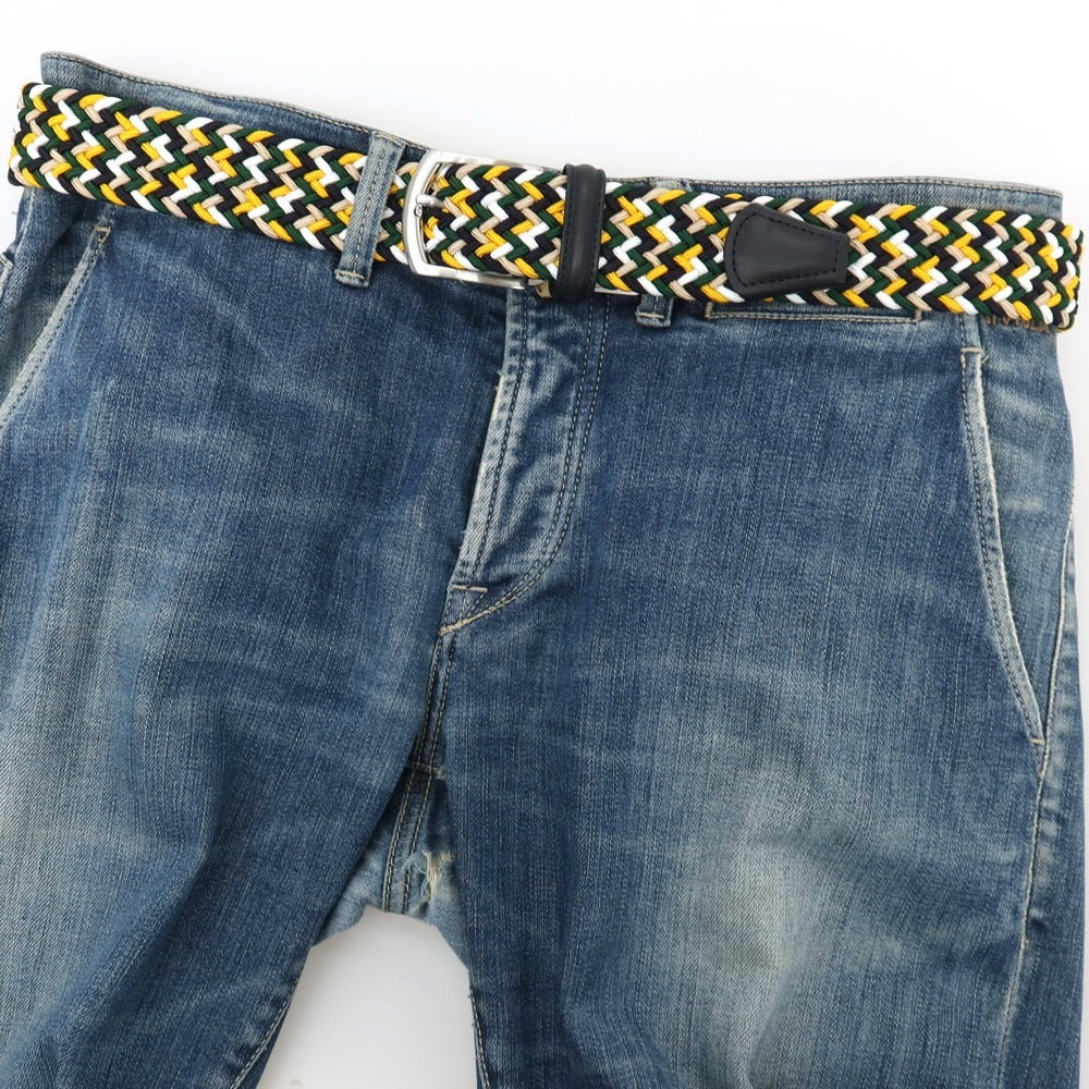 【新品】アンダーソンズ Andersons エラスティック ゴム メッシュベルト グリーンxマルチカラー【サイズ85】【 状態ランクN 】【 メンズ 】