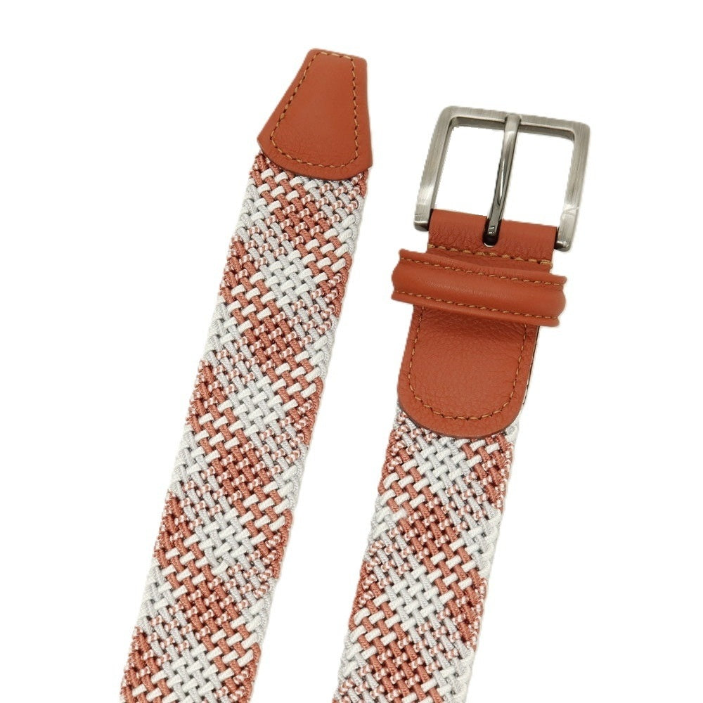 【新品】アンダーソンズ Andersons エラスティック ゴム メッシュベルト テラコッタxライトグレー【サイズ85】【 状態ランクN 】【 メンズ 】