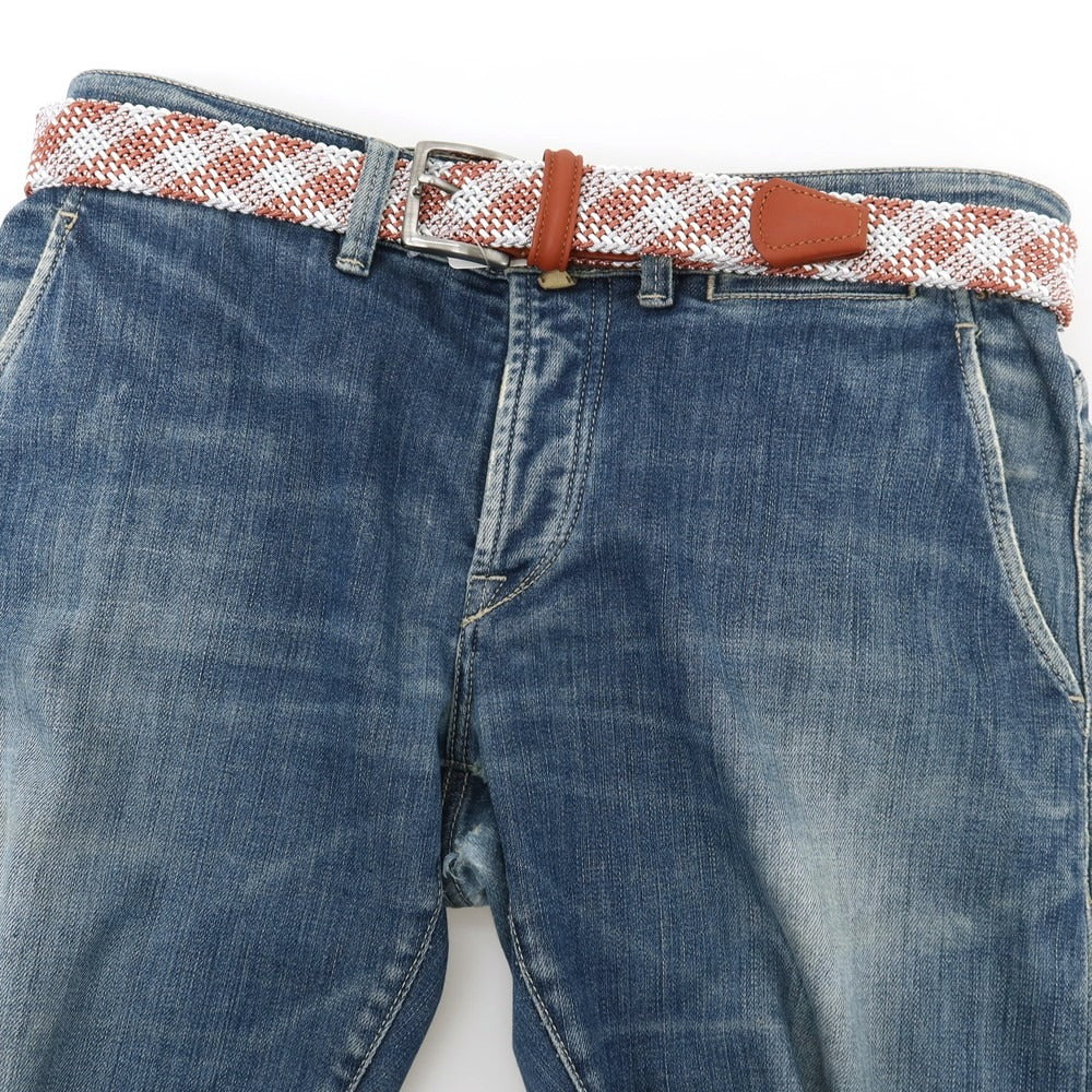【新品】アンダーソンズ Andersons エラスティック ゴム メッシュベルト テラコッタxライトグレー【サイズ85】【 状態ランクN 】【 メンズ 】