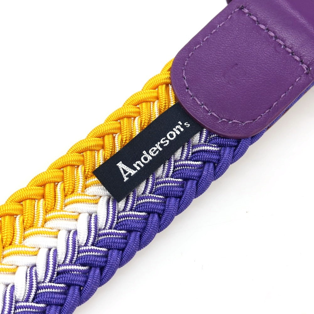 【新品アウトレット】アンダーソンズ Andersons エラスティック ゴム メッシュベルト パープルxイエロー【サイズ85】【 状態ランクN- 】【 メンズ 】