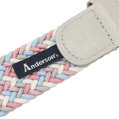 【新品】アンダーソンズ Andersons エラスティック ゴム メッシュベルト ピンクxライトブルー【サイズ85】【 状態ランクN 】【 メンズ 】
