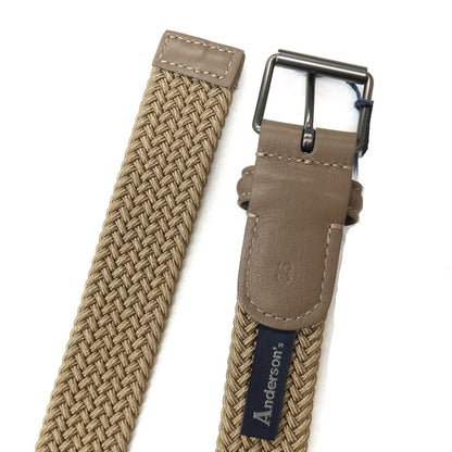 【新品】アンダーソンズ Andersons エラスティック ゴム メッシュベルト カーキベージュ【サイズ85】【 状態ランクN 】【 メンズ 】