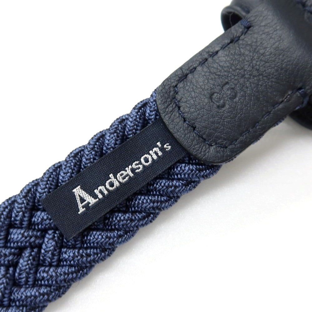 【新品】アンダーソンズ Andersons エラスティック ゴム メッシュベルト グレイッシュネイビーxブルー系【サイズ95】【 状態ランクN 】【 メンズ 】
