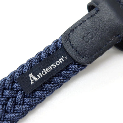 【新品】アンダーソンズ Andersons エラスティック ゴム メッシュベルト グレイッシュネイビーxブルー系【サイズ95】【 状態ランクN 】【 メンズ 】