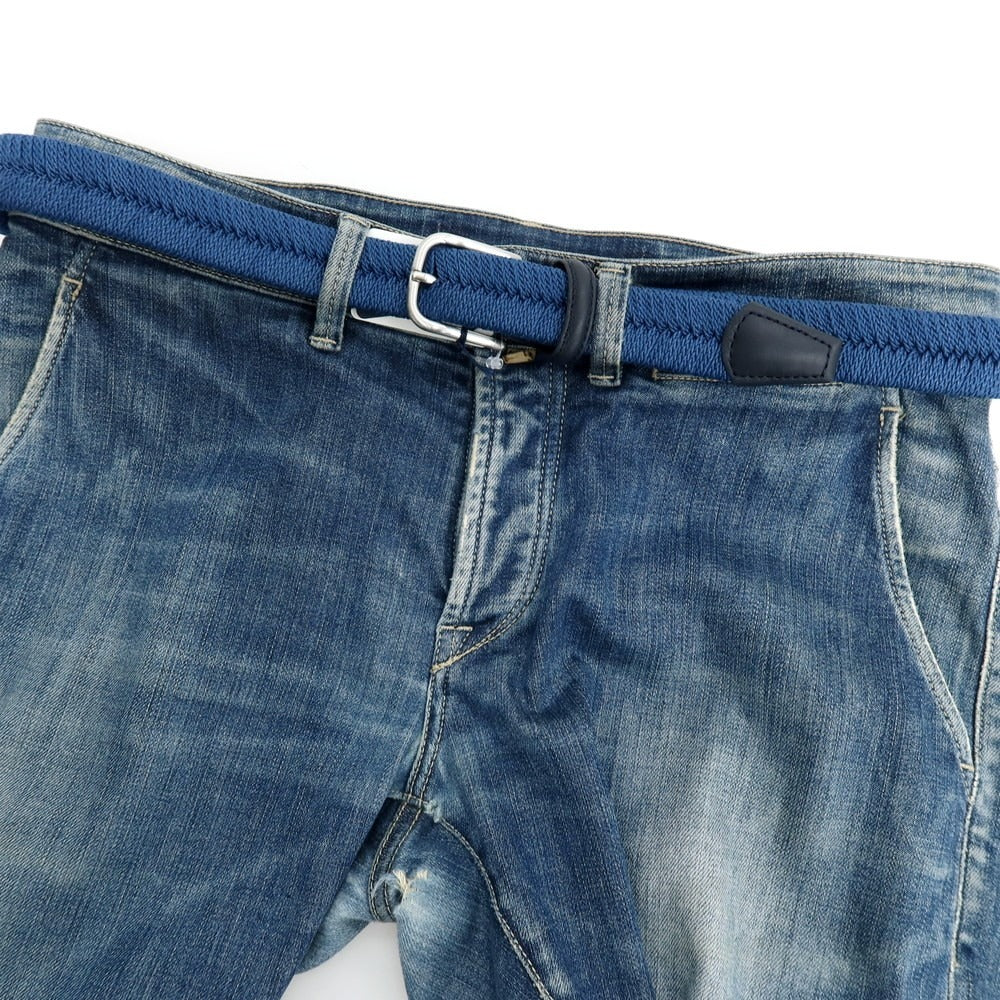 【新品】アンダーソンズ Andersons エラスティック ゴム メッシュベルト ダークブルーxネイビー【サイズ95】【 状態ランクN 】【 メンズ 】