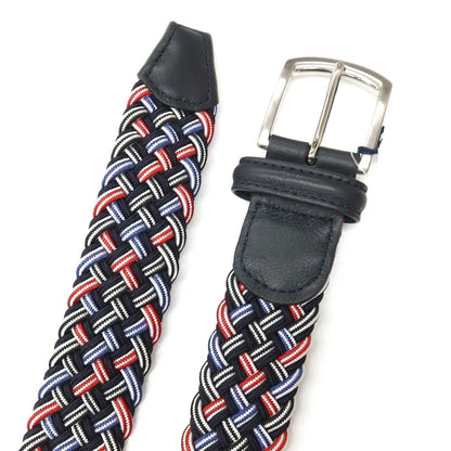【新品】アンダーソンズ Andersons エラスティック ゴム メッシュベルト ダークネイビーxレッド【サイズ95】【 状態ランクN 】【 メンズ 】