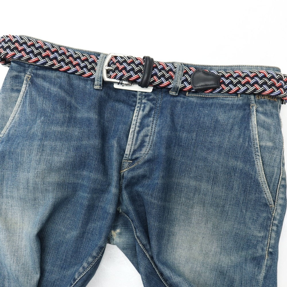 【新品】アンダーソンズ Andersons エラスティック ゴム メッシュベルト ダークネイビーxレッド【サイズ95】【 状態ランクN 】【 メンズ 】