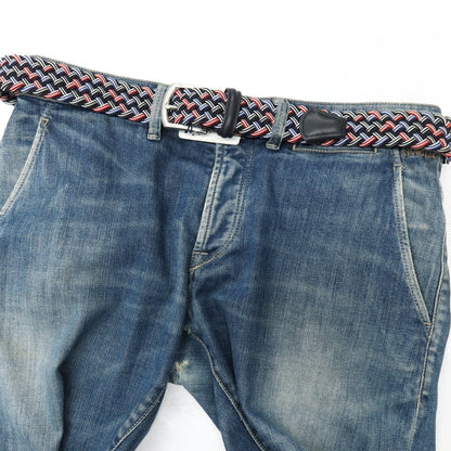 【新品】アンダーソンズ Andersons エラスティック ゴム メッシュベルト ダークネイビーxレッド【サイズ95】【 状態ランクN 】【 メンズ 】