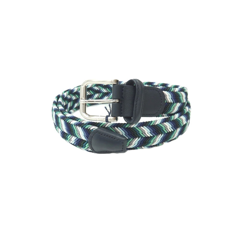 【新品】アンダーソンズ Andersons エラスティック ゴム メッシュベルト ネイビーxグリーン【サイズ95】【 状態ランクN 】【 メンズ 】