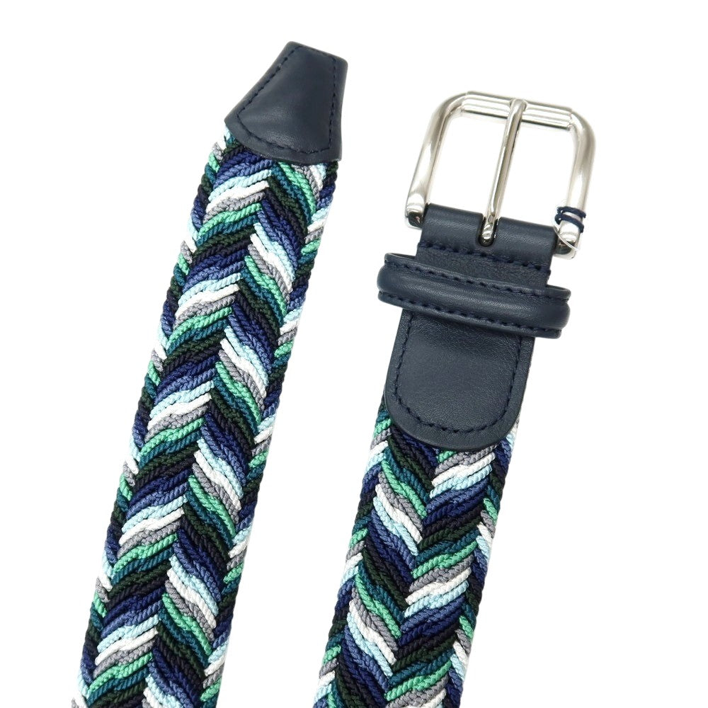 【新品】アンダーソンズ Andersons エラスティック ゴム メッシュベルト ネイビーxグリーン【サイズ95】【 状態ランクN 】【 メンズ 】