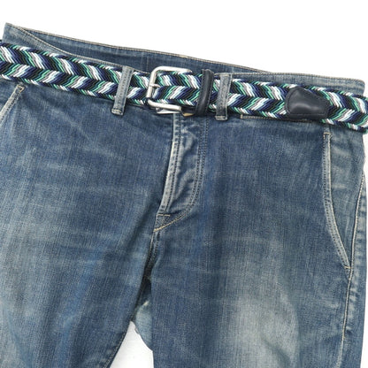 【新品】アンダーソンズ Andersons エラスティック ゴム メッシュベルト ネイビーxグリーン【サイズ95】【 状態ランクN 】【 メンズ 】