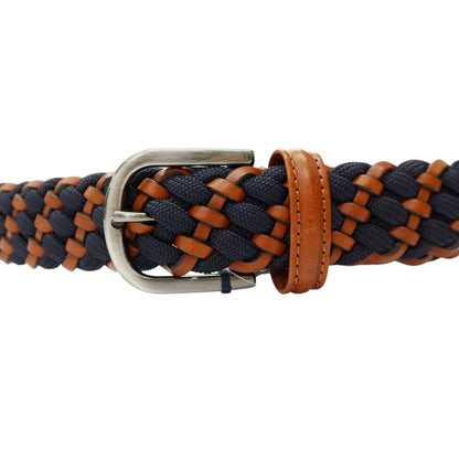 【新品】アンダーソンズ Andersons レザー×エラスティック ゴム メッシュベルト ネイビーxブラウン【サイズ95】【 状態ランクN 】【 メンズ 】