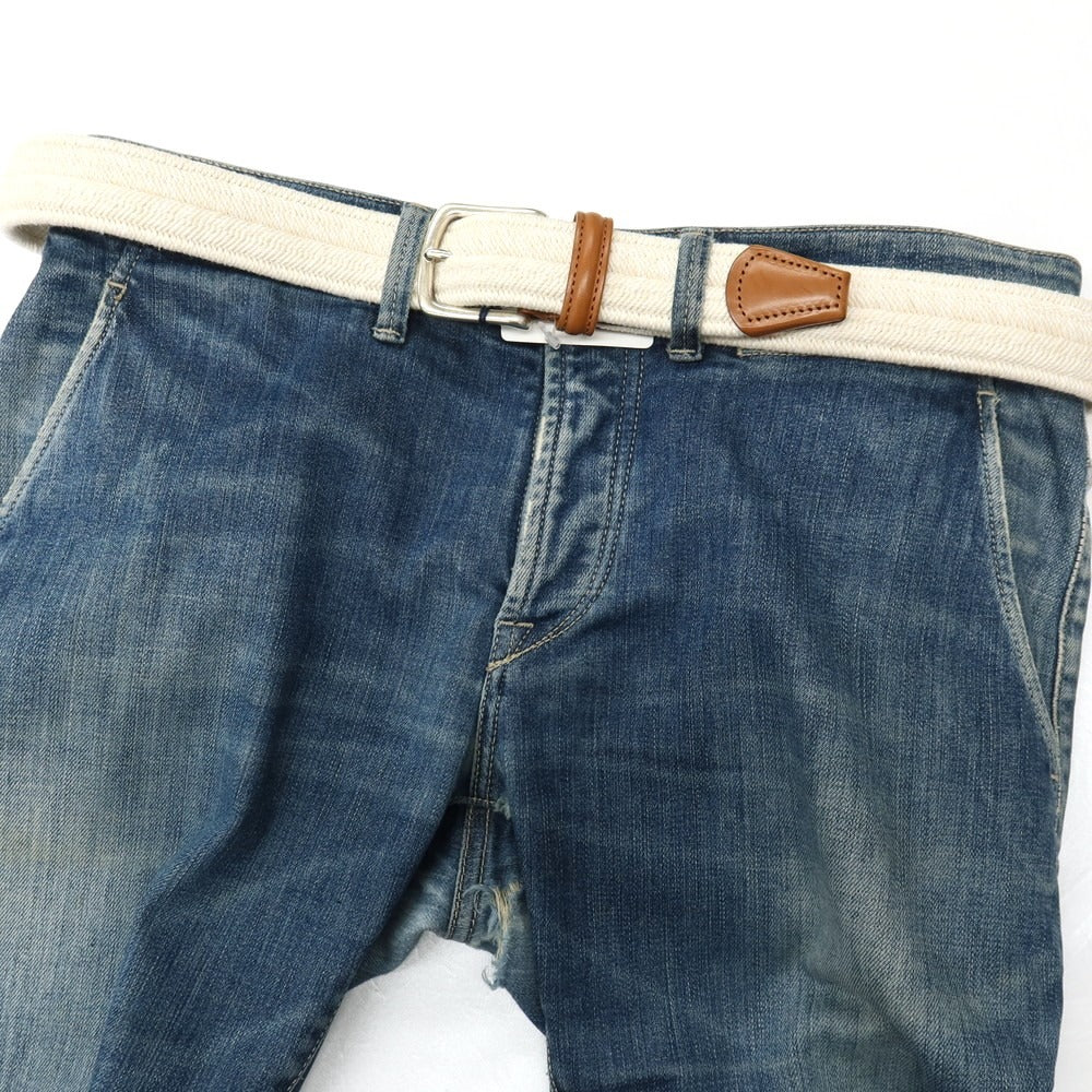 【新品】アンダーソンズ Andersons エラスティック ゴム メッシュベルト アイボリーxライトブラウン【サイズ95】【 状態ランクN 】【 メンズ 】