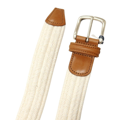 【新品】アンダーソンズ Andersons エラスティック ゴム メッシュベルト アイボリーxライトブラウン【サイズ95】【 状態ランクN 】【 メンズ 】