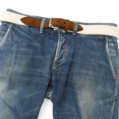 【新品】アンダーソンズ Andersons ウール系×スエードレザー エラスティック ゴム メッシュベルト アイボリーxブラウン【サイズ95】【 状態ランクN 】【 メンズ 】