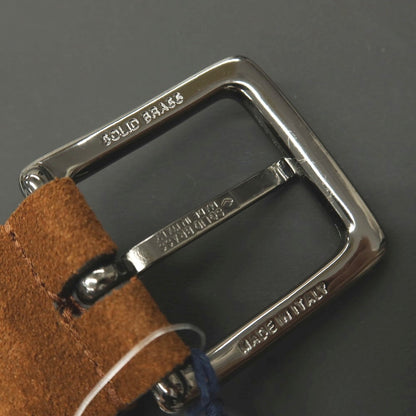 【新品】アンダーソンズ Andersons ウール系×スエードレザー エラスティック ゴム メッシュベルト アイボリーxブラウン【サイズ95】【 状態ランクN 】【 メンズ 】