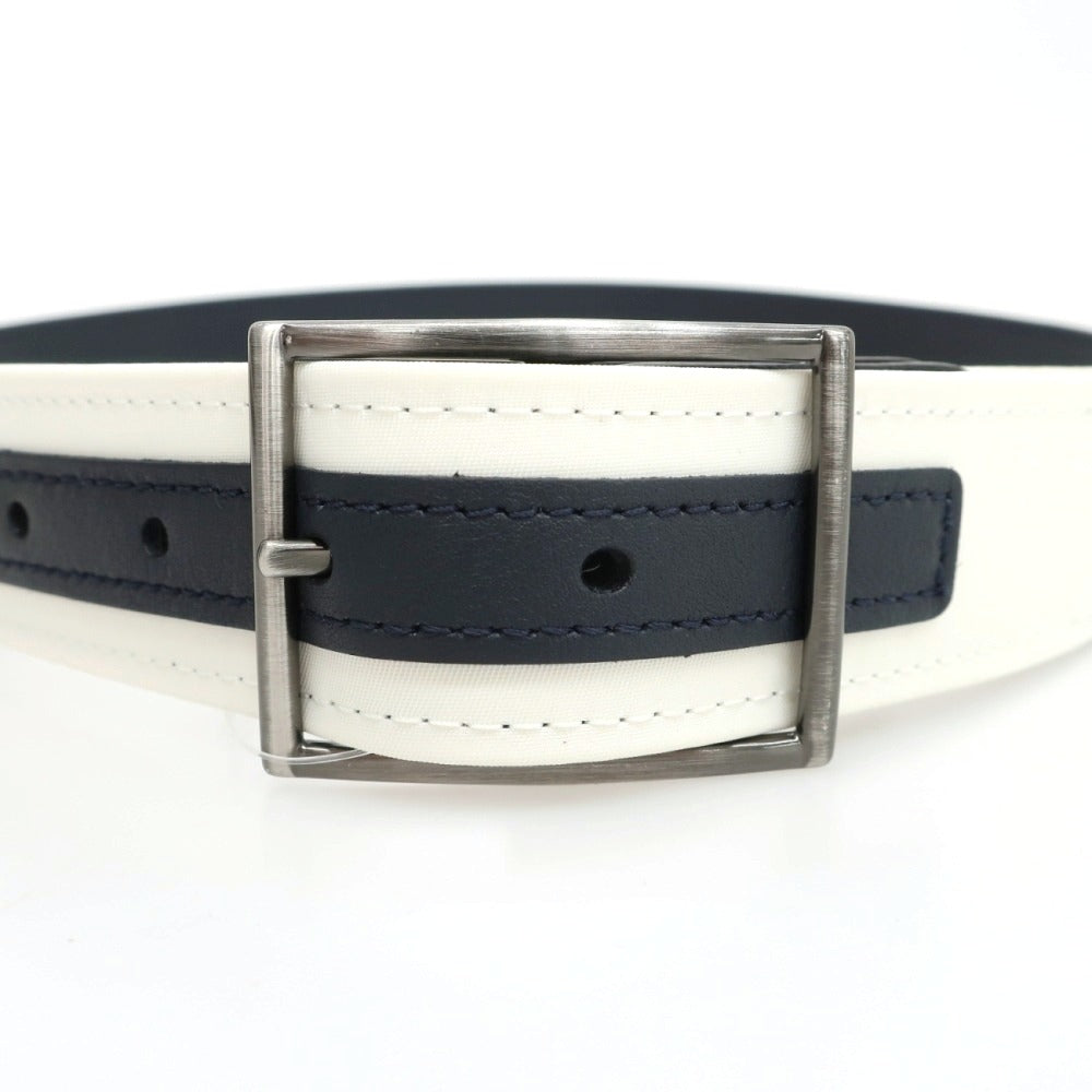 【新品】アンダーソンズ Andersons リバーシブル ナイロン×レザー コンビ ベルト アイボリーxネイビー【サイズ85】【 状態ランクN 】【 メンズ 】