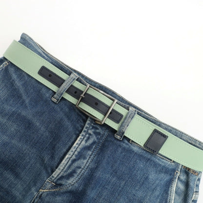 【新品】アンダーソンズ Andersons リバーシブル ナイロン×レザー コンビ ベルト ライトグリーンxネイビー【サイズ85】【 状態ランクN 】【 メンズ 】