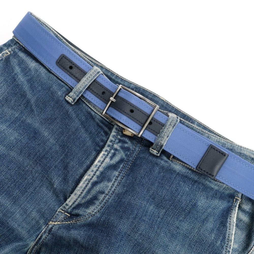 【新品】アンダーソンズ Andersons リバーシブル ナイロン×レザー コンビ ベルト ブルーxネイビー【サイズ85】【 状態ランクN 】【 メンズ 】