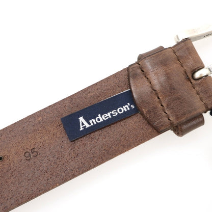 【新品アウトレット】アンダーソンズ Andersons スタッズ レザー カービング ベルト アッシュブラウン【サイズ95】【 状態ランクN- 】【 メンズ 】