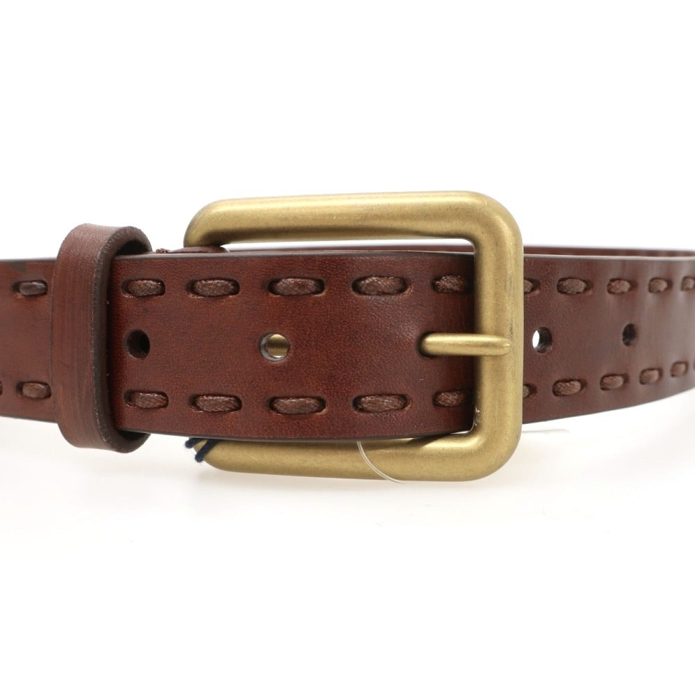 【新品】アンダーソンズ Andersons カーフレザー ステッチデザイン ベルト ブラウンxゴールド【サイズ80】【 状態ランクN 】【 ユニセックス 】