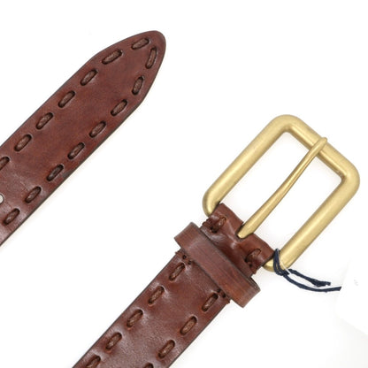 【新品】アンダーソンズ Andersons カーフレザー ステッチデザイン ベルト ブラウンxゴールド【サイズ80】【 状態ランクN 】【 ユニセックス 】