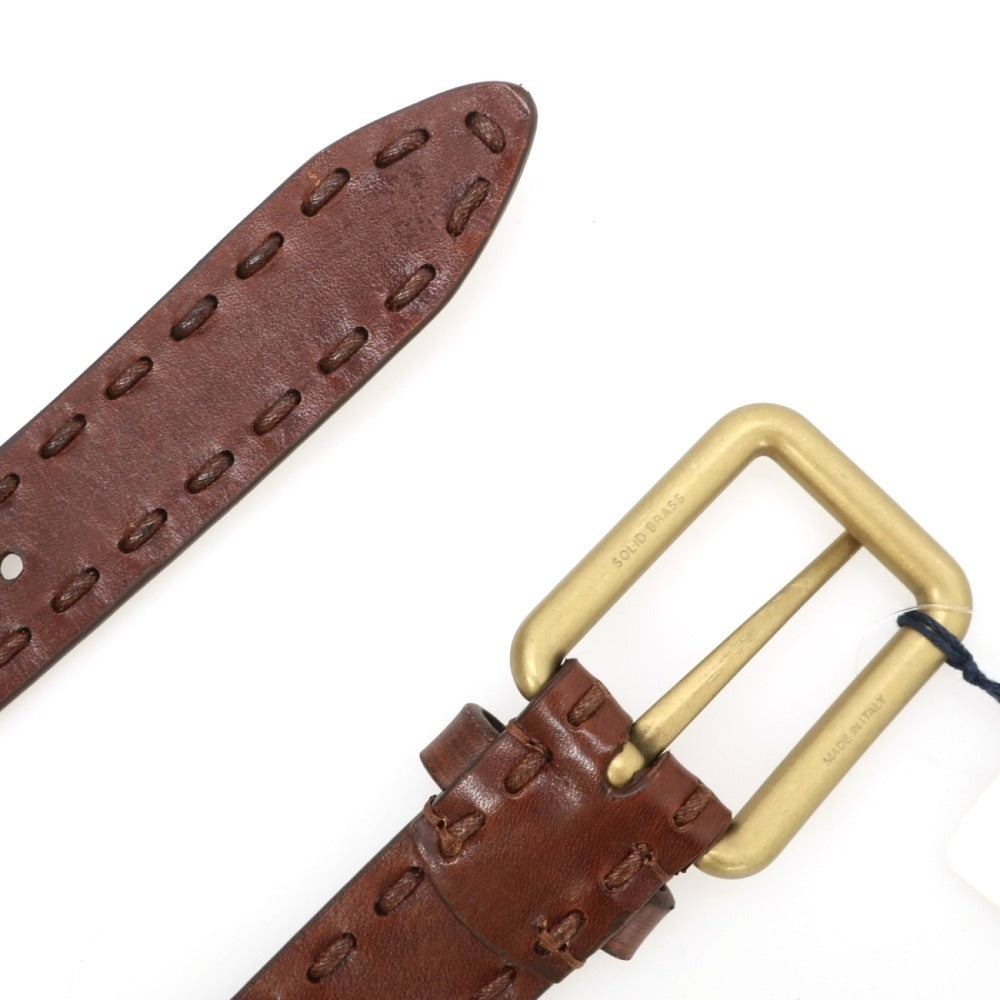【新品】アンダーソンズ Andersons カーフレザー ステッチデザイン ベルト ブラウンxゴールド【サイズ80】【 状態ランクN 】【 ユニセックス 】