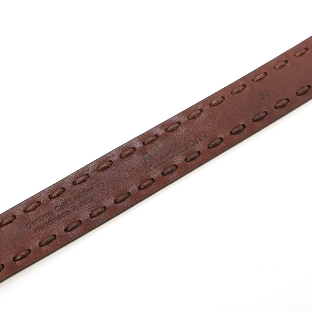 【新品】アンダーソンズ Andersons カーフレザー ステッチデザイン ベルト ブラウンxゴールド【サイズ80】【 状態ランクN 】【 ユニセックス 】