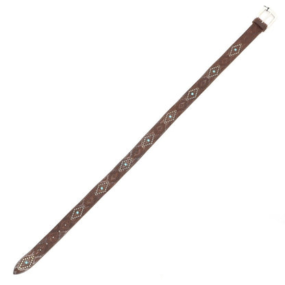 【新品】アンダーソンズ Andersons ターコイズ スタッズ レザー ベルト アッシュブラウン【サイズ95】【 状態ランクN 】【 メンズ 】