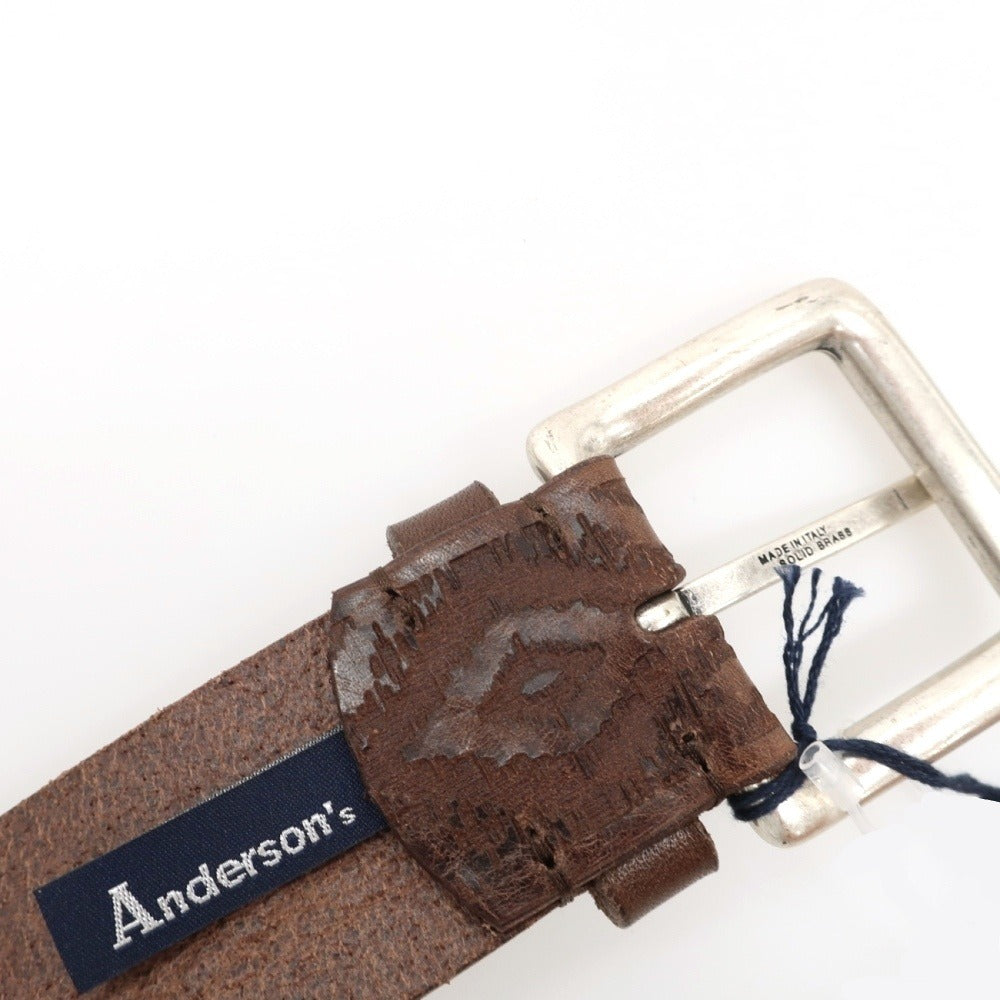【新品】アンダーソンズ Andersons ターコイズ スタッズ レザー ベルト アッシュブラウン【サイズ95】【 状態ランクN 】【 メンズ 】