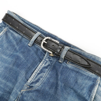 【新品】アンダーソンズ Andersons スタッズ レザー ベルト ブラック【サイズ80】【 状態ランクN 】【 メンズ 】
