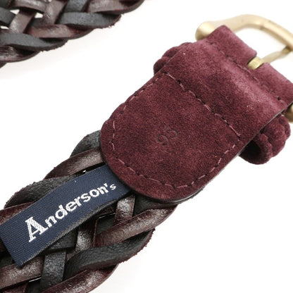 【新品】アンダーソンズ Andersons レザー メッシュベルト ボルドー【サイズ95】【 状態ランクN 】【 メンズ 】