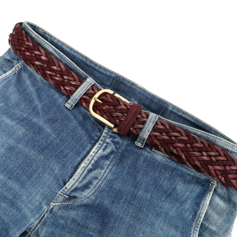 【新品】アンダーソンズ Andersons レザー メッシュベルト ボルドー【サイズ95】【 状態ランクN 】【 メンズ 】